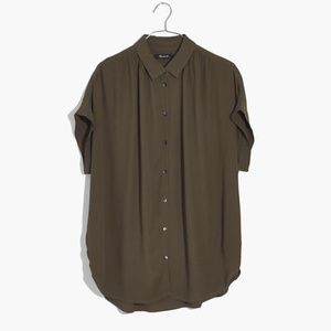 Madewell Central Drapey Shirt in Kale NWT